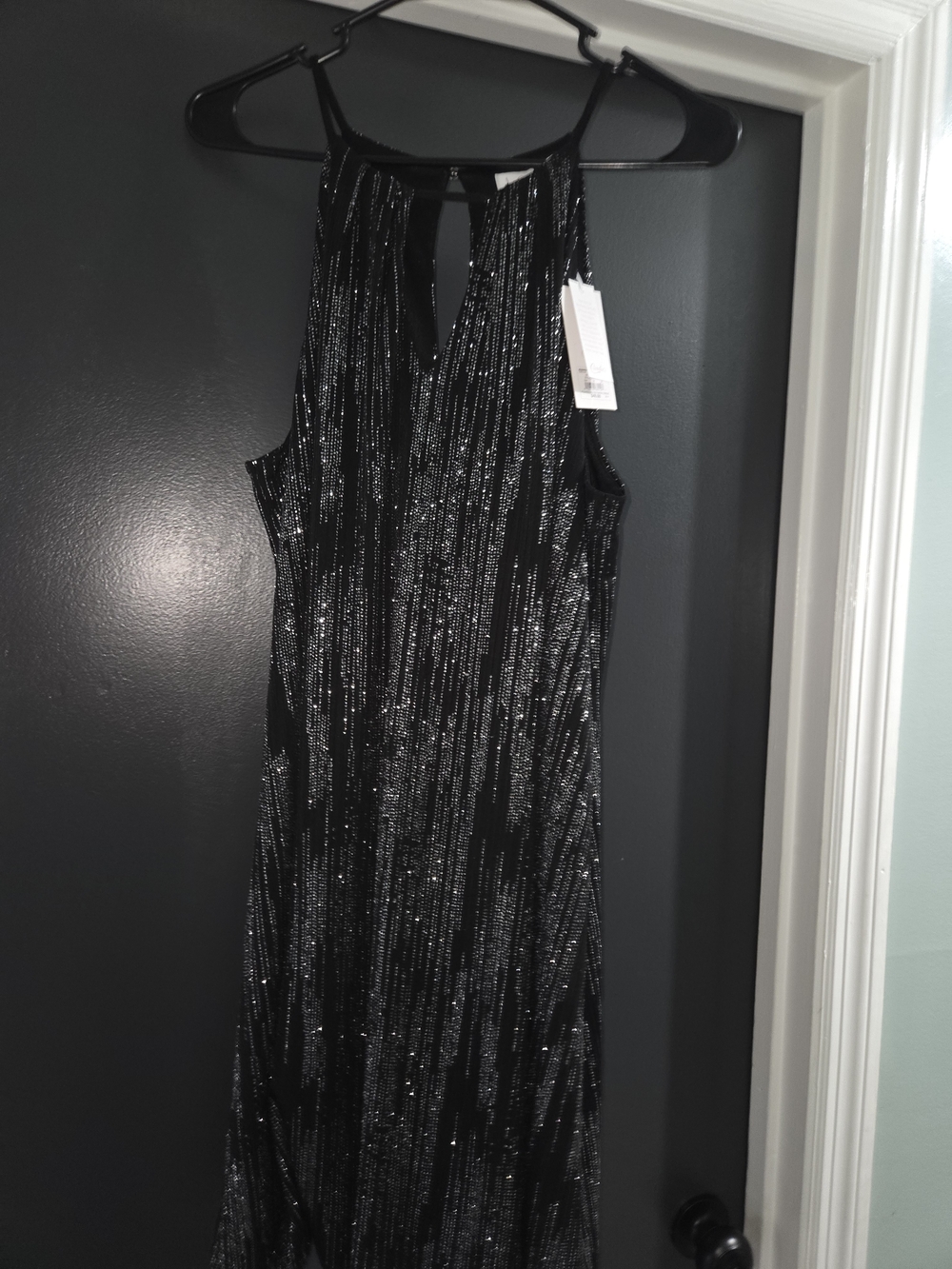 Black Metallic Sheen Halter Evening Dress/ Candies KOHLS